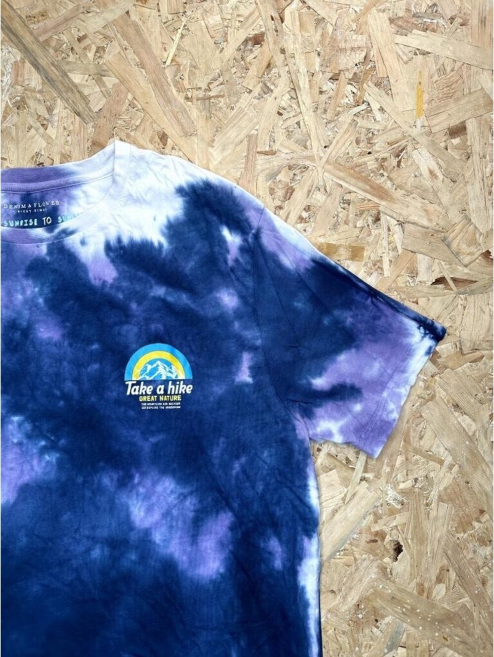 Denim & Flower Ricky Singh Tie Dye T-Shirt Mens Large Purple Blue Take A Hike - Picture 5 of 14